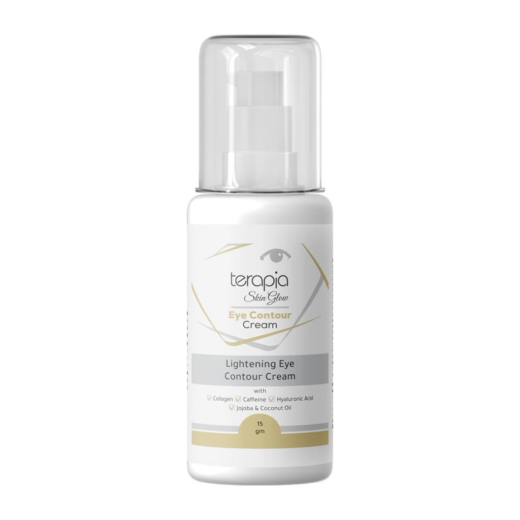 White bottle of terapia Eye Contour Cream on a white background